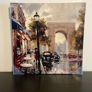 Parisian Rain Street Scene Canvas Print
